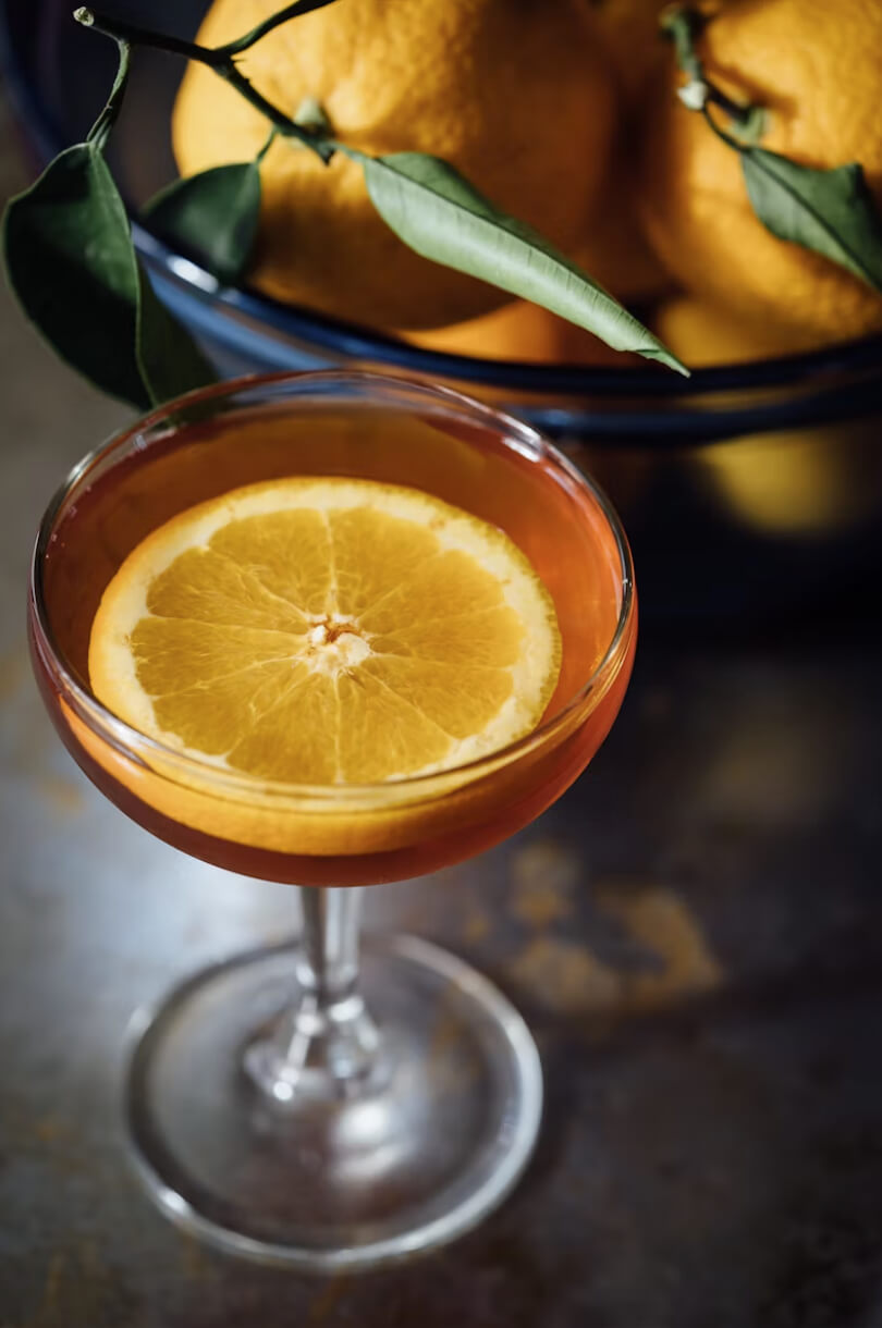 Cocktail with orange slice at a South Congress Austin restaurant