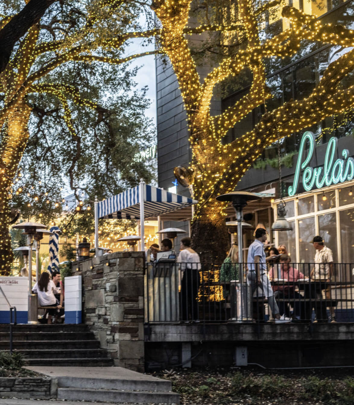 Exterior of Perla's restaurant in South Congress Austin