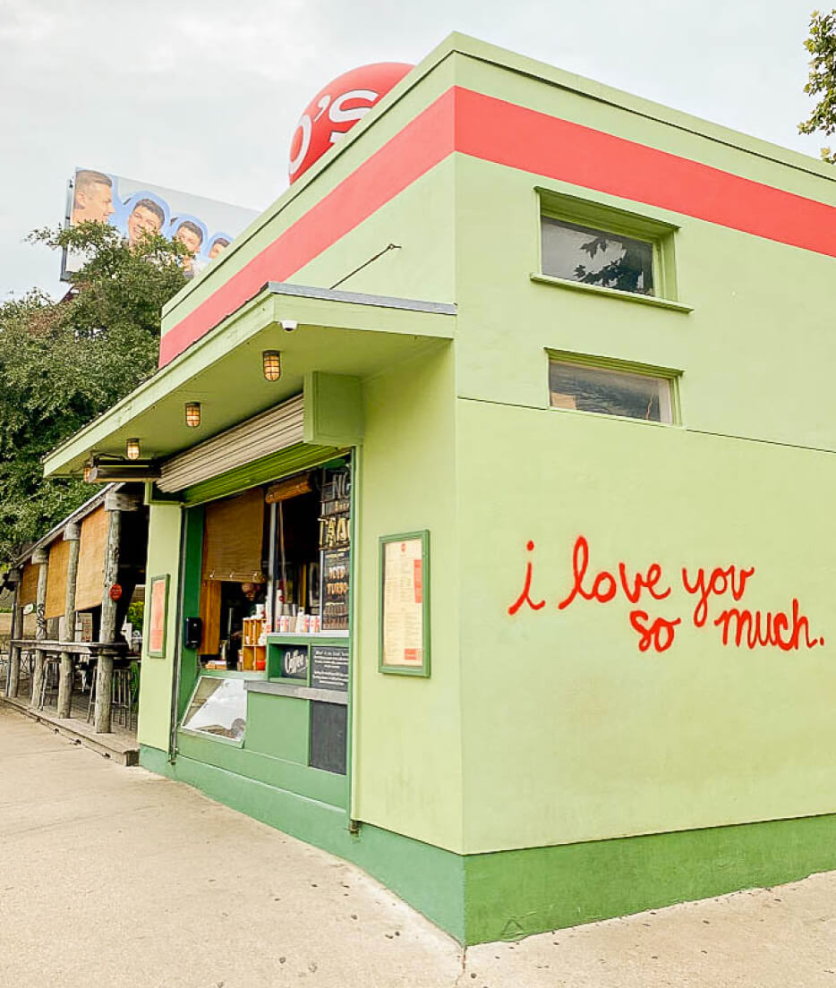 Jo's "I Love You So Much" mural in South Congress Austin