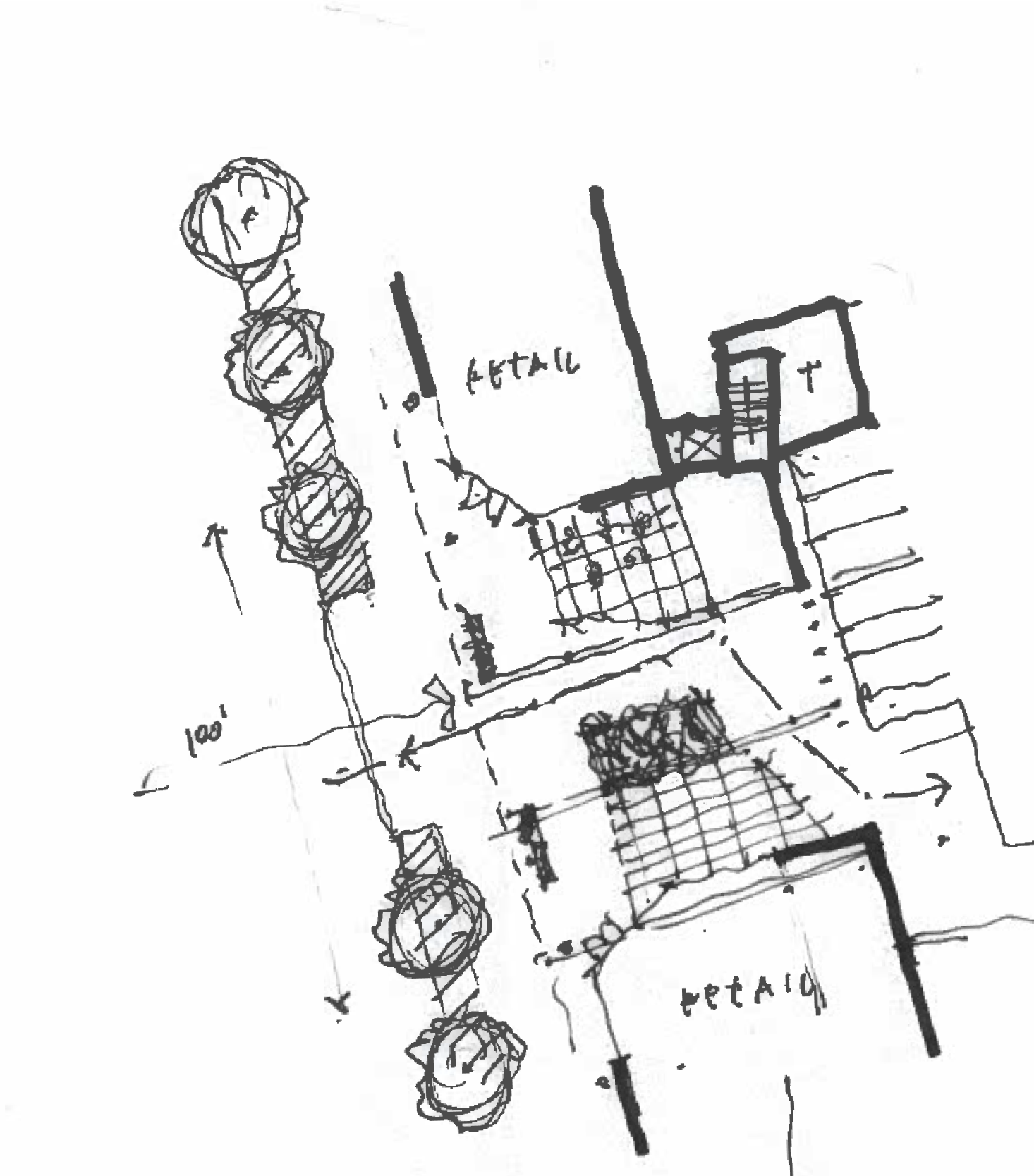 Hand drawn sketch by Kirksey for Leland South Congress